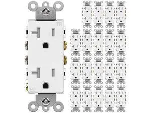 BESTTEN 20 Amp Decorator Receptacle Outlet, Tamper-Resistant (TR) Electrical Outlet, Residential & Commercial Use, 20A/125V/2500W, UL Listed, 20 Pack, White BESTTEN 20 Amp Decorator Receptacle Outlet, Tamper-Resistant (TR) Electrical Outlet, Residential & Commercial Use, 20A/125V/2500W, UL Listed, 20 Pack, White