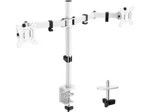 Dual Monitor Desk Mount, Fully Adjustable Dual Monitor Arm for 2 Computer Screens up to 32 inch, Heavy Duty Dual Monitor Stand for Desk, Holds up to 17.6 lbs per Arm - White Dual Monitor Desk Mount, Fully Adjustable Dual Monitor Arm for 2 Computer Screens up to 32 inch, Heavy Duty Dual Monitor Stand for Desk, Holds up to 17.6 lbs per Arm - White