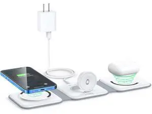 Wireless Charger 3 in 1 Magnetic Travel Wireless Charging Station Multiple Devices GaN 3 in 1 Charging Station Compatible for iPhone16/15/14/13/Pro/Max iWatch AirPods4/3/2/Pro(Adapter Includes) Wireless Charger 3 in 1 Magnetic Travel Wireless Charging Station Multiple Devices GaN 3 in 1 Charging Station Compatible for iPhone16/15/14/13/Pro/Max iWatch AirPods4/3/2/Pro(Adapter Includes)