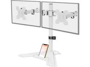Dual Monitor Stand, Free-Standing Full Motion Monitor Desk Mount Fits 2 Screens up to 27 inches,17.6lbs with Height Adjustable, Swivel, Tilt, Rotation, VESA 75x75 100x100, White Dual Monitor Stand, Free-Standing Full Motion Monitor Desk Mount Fits 2 Screens up to 27 inches,17.6lbs with Height Adjustable, Swivel, Tilt, Rotation, VESA 75x75 100x100, White