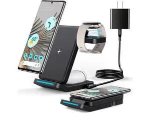 3 in 1 Foldable Wireless Charger for Google Pixel Watch 1(Not for Pixel Watch 4/3/2) Fast Charging Stand Station for Pixel 10 Pro XL/9 Pro XL/10/9/8/7/6 Pro Travel Charger with QC Adapter Black 3 in 1 Foldable Wireless Charger for Google Pixel Watch 1(Not for Pixel Watch 4/3/2) Fast Charging Stand Station for Pixel 10 Pro XL/9 Pro XL/10/9/8/7/6 Pro Travel Charger with QC Adapter Black