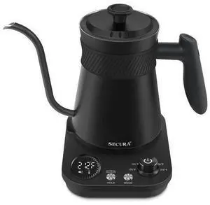 Electric Gooseneck Kettle, 5 Variable Presets for Coffee Tea Brewing, 100% Stainless Steel Inner Tea/Coffee Kettle with 1.5H Keep Warm, 1200 Watt Quick Heating Pot, 0.8L, Matt Black Electric Gooseneck Kettle, 5 Variable Presets for Coffee Tea Brewing, 100% Stainless Steel Inner Tea/Coffee Kettle with 1.5H Keep Warm, 1200 Watt Quick Heating Pot, 0.8L, Matt Black