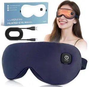 Cordless Heated Eye Mask for Dry Eyes Relief, with 3 Heat Settings, Washable Eye Cover, Warm Heating Pad for Stye Eye Treatment & Travel Use Cordless Heated Eye Mask for Dry Eyes Relief, with 3 Heat Settings, Washable Eye Cover, Warm Heating Pad for Stye Eye Treatment & Travel Use
