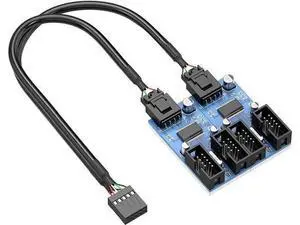 Motherboard 9 Pin USB Header Splitter Male 1 to 4 Female Extension Splitter Cable Desktop Card 9-Pin USB 2.0 HUB Connector Adapter Port Multiplier Motherboard 9 Pin USB Header Splitter Male 1 to 4 Female Extension Splitter Cable Desktop Card 9-Pin USB 2.0 HUB Connector Adapter Port Multiplier