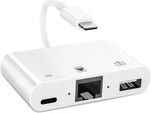 Lightning to RJ45 Adapter, 3 in 1 RJ45 Ethernet LAN Network Adapter with USB Camera Adapter and Charge Port Compatible with iPhone/iPad/iPod, Plug and Play, Supports 100Mbps Ethernet Network Lightning to RJ45 Adapter, 3 in 1 RJ45 Ethernet LAN Network Adapter with USB Camera Adapter and Charge Port Compatible with iPhone/iPad/iPod, Plug and Play, Supports 100Mbps Ethernet Network