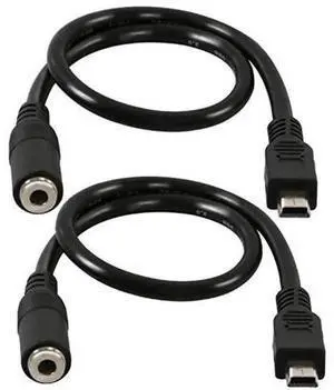 (2-Pack) Mini USB Male to 3.5mm Female Audio Cable for Active Clip Mic Microphone Adapter Cord-1Feet (2-Pack) Mini USB Male to 3.5mm Female Audio Cable for Active Clip Mic Microphone Adapter Cord-1Feet