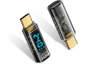 240W USB C Extension Adapter Power Meter Tester, USB C Male to USB C Female Adapter with Wattage LED Digital Display, for iPhone 15, USB-C Cables/Devices (2 Pack-Transparent) 240W USB C Extension Adapter Power Meter Tester, USB C Male to USB C Female Adapter with Wattage LED Digital Display, for iPhone 15, USB-C Cables/Devices (2 Pack-Transparent)