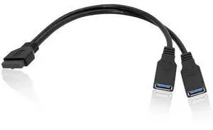 2 Port USB 3.0 A to 20 Pin Header Motherboard Cable, Y Splitter Cable Dual Port USB 3.0 A to 20 Pin Female Motherboard Header Adapter 25cm - Black 2 Port USB 3.0 A to 20 Pin Header Motherboard Cable, Y Splitter Cable Dual Port USB 3.0 A to 20 Pin Female Motherboard Header Adapter 25cm - Black