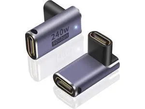 USB C Coupler 240W, USB C Female to Female Adapter, 90 Degree Type C Extender Coupler Supports 40Gbps Data Transfer & 8K Video Output for Thunderbolt 4/3 iPad, MacBook, 2-Pack USB C Coupler 240W, USB C Female to Female Adapter, 90 Degree Type C Extender Coupler Supports 40Gbps Data Transfer & 8K Video Output for Thunderbolt 4/3 iPad, MacBook, 2-Pack