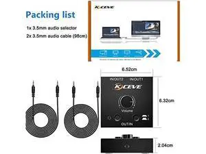 3.5mm Audio Selector, AUX 3.5mm Audio Splitter Headphone Switcher, Speaker Manual Selector for Audio Sharing, 2 in 1 Out 3.5mm Audio Selector, AUX 3.5mm Audio Splitter Headphone Switcher, Speaker Manual Selector for Audio Sharing, 2 in 1 Out