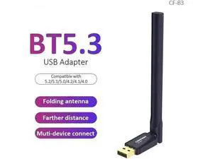 USB BT5.3 Adapter 2.4GHz Free Drive Bluetooth Dongle with External Antenna Data transfer Support Windows 8.1/10 /11 USB BT5.3 Adapter 2.4GHz Free Drive Bluetooth Dongle with External Antenna Data transfer Support Windows 8.1/10 /11