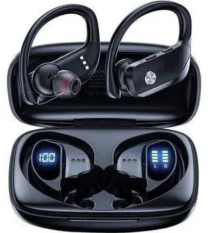 Ture Wireless Earbuds Bluetooth Headphones 48hrs Playtime Sport Earphones with LED Display TWS Stereo Deep Bass Ear Buds with Earhooks Waterproof in-Ear Built-in Mic Headset for Running Workout Ture Wireless Earbuds Bluetooth Headphones 48hrs Playtime Sport Earphones with LED Display TWS Stereo Deep Bass Ear Buds with Earhooks Waterproof in-Ear Built-in Mic Headset for Running Workout