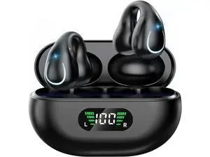 Open Ear Bone Conduction Headphones, Bluetooth 5.3 Wireless Open Clip on Ear Earbuds Built-in Mic with Ear Hooks Charging Case 60 Hours Playtime Sport Earphones Waterproof for Fitness Running Open Ear Bone Conduction Headphones, Bluetooth 5.3 Wireless Open Clip on Ear Earbuds Built-in Mic with Ear Hooks Charging Case 60 Hours Playtime Sport Earphones Waterproof for Fitness Running