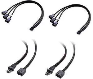 2-Pack 3 Way 4 Pin PWM Fan Splitter Cable - 12 Inches & PWM 4 Pin Fan Extension Cable 2-Pack 3 Way 4 Pin PWM Fan Splitter Cable - 12 Inches & PWM 4 Pin Fan Extension Cable