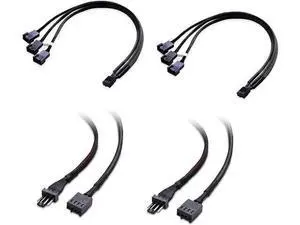 2-Pack 3 Way 4 Pin PWM Fan Splitter Cable - 12 Inches & PWM 4 Pin Fan Extension Cable 2-Pack 3 Way 4 Pin PWM Fan Splitter Cable - 12 Inches & PWM 4 Pin Fan Extension Cable
