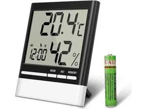 Temperature Hygrometer, Indoor Thermometers Humidity Monitor with LCD Display, Home Digital Dual Wall Alarm Clock with Day, Date - Battery Included Temperature Hygrometer, Indoor Thermometers Humidity Monitor with LCD Display, Home Digital Dual Wall Alarm Clock with Day, Date - Battery Included