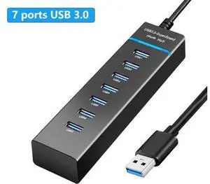 USB Hub, 7-Port USB 3.0 Hub - High-Speed with LED Indicator - Compatible with iMac Pro, MacBook Air, Mac Mini/Pro, Surface Pro, PC and Laptop - Portable and Efficient (Black, 30cm) USB Hub, 7-Port USB 3.0 Hub - High-Speed with LED Indicator - Compatible with iMac Pro, MacBook Air, Mac Mini/Pro, Surface Pro, PC and Laptop - Portable and Efficient (Black, 30cm)