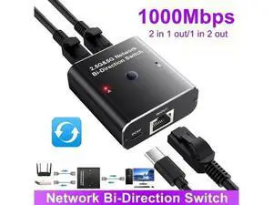 2 Ports 2.5G/5G Gigabit Network Switch,10/100/1000/10000Mbps 2 in 1 Out or 1 in 2 Out Two Way Switch Manual Pushbutton,RJ45 Internal External Networking Switcher Adapter for Cat5/5e/6/7/8 Cable 2 Ports 2.5G/5G Gigabit Network Switch,10/100/1000/10000Mbps 2 in 1 Out or 1 in 2 Out Two Way Switch Manual Pushbutton,RJ45 Internal External Networking Switcher Adapter for Cat5/5e/6/7/8 Cable