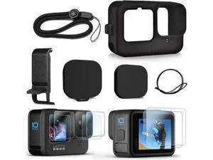 Silicone Sleeve Case for GoPro Hero 12 / Hero 11 / Hero 10 / Hero 9 Black, Battery Side Cover & Screen Protectors & Lens Caps & Lanyard for Go Pro Hero 12/11/10/9 Accessories Kit Silicone Sleeve Case for GoPro Hero 12 / Hero 11 / Hero 10 / Hero 9 Black, Battery Side Cover & Screen Protectors & Lens Caps & Lanyard for Go Pro Hero 12/11/10/9 Accessories Kit