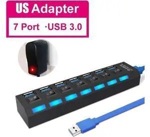 USB 3.0 Hub 7 Port USB Hub 3.0 Multi USB Splitter 3 Hab Use Power Adapter 7 Ports Multiple Expander USB3.0 Hub with Switch for PC USB 3.0 Hub 7 Port USB Hub 3.0 Multi USB Splitter 3 Hab Use Power Adapter 7 Ports Multiple Expander USB3.0 Hub with Switch for PC