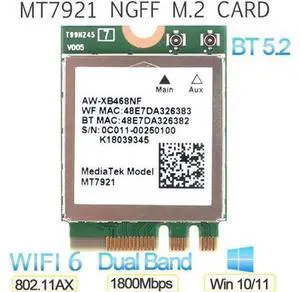 Wi-Fi 6 MediaTek MT7921k MT7921 1800M Bluetooth 5.2 desktop / notebook wireless wifi network card supports windows10 / 11 Wi-Fi 6 MediaTek MT7921k MT7921 1800M Bluetooth 5.2 desktop / notebook wireless wifi network card supports windows10 / 11