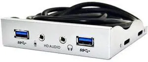 2 Port USB 3.0 Hub Splitter HD Audio 3.5mm Earphone Jack Mic Interface Front Panel Bracket Adapter for PC 20 Pin 3.5" Floppy Bay Silver 2 Port USB 3.0 Hub Splitter HD Audio 3.5mm Earphone Jack Mic Interface Front Panel Bracket Adapter for PC 20 Pin 3.5" Floppy Bay Silver
