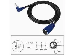 MIDI to TRS 3.5mm rotary DIN 5P female audio plug to MIDI audio adapter elbow Blue 1.5m MIDI to TRS 3.5mm rotary DIN 5P female audio plug to MIDI audio adapter elbow Blue 1.5m
