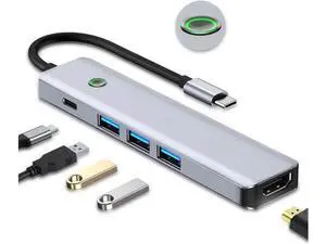 5 in 1 USB C Hub, One Click Screen Projection/Rest MF Mac USB C Adapter, Great for Kids with Laptops for School, USB C Hub with 1* 4K HDMI, 3* USB 3.0 Ports, 100W PD for MacBook/Laptop/Phones 5 in 1 USB C Hub, One Click Screen Projection/Rest MF Mac USB C Adapter, Great for Kids with Laptops for School, USB C Hub with 1* 4K HDMI, 3* USB 3.0 Ports, 100W PD for MacBook/Laptop/Phones