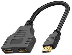 HDMI Splitter Adapter Cable, 1080P HDMI Splitter 1 in 2 Out, HDMI Male to 2 HDMI Female 1 to 2 Way Splitter Cable for HDTV, LCD Monitor and Projectors HDMI Splitter Adapter Cable, 1080P HDMI Splitter 1 in 2 Out, HDMI Male to 2 HDMI Female 1 to 2 Way Splitter Cable for HDTV, LCD Monitor and Projectors