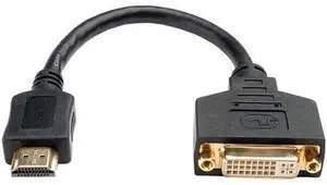 8in HDMI to DVI Cable Adapter Converter HDMI Male to DVI-I Female 8" 8in HDMI to DVI Cable Adapter Converter HDMI Male to DVI-I Female 8"