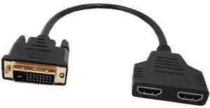 DVI-D to HDMI Cable, Gold-Plated DVI-D Male 24 1 Pin to Dual Hdmi Female 1080p Hdmi Video Converter Adapter Splitter Cable DVI-D to HDMI Cable, Gold-Plated DVI-D Male 24 1 Pin to Dual Hdmi Female 1080p Hdmi Video Converter Adapter Splitter Cable