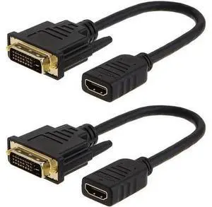 2-Pack HDMI to DVI Cable Bi-Directional HDMI Female to DVI-D(24+1) Male Adapter 1080P DVI to HDMI Conveter 3D 0.15M Black 2-Pack HDMI to DVI Cable Bi-Directional HDMI Female to DVI-D(24+1) Male Adapter 1080P DVI to HDMI Conveter 3D 0.15M Black