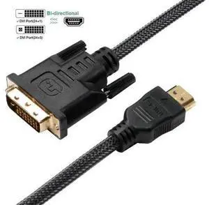 Bidirectional HDMI to DVI Cable 6FT, HDMI to DVI-D(24+1) or DVI to HDMI Male Adapter Cord 6' Compatible for Raspberry Pi, Roku, Xbox One, PS4 PS3, Graphics Card-Braided (Bi-Directional) Bidirectional HDMI to DVI Cable 6FT, HDMI to DVI-D(24+1) or DVI to HDMI Male Adapter Cord 6' Compatible for Raspberry Pi, Roku, Xbox One, PS4 PS3, Graphics Card-Braided (Bi-Directional)