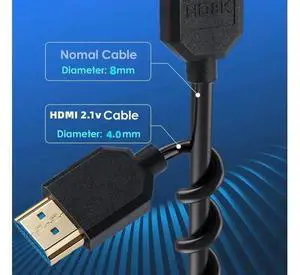 1ft 8K HDMI 2.1 Ultra HD Cable, Male to Female, 90 Degree Down Angle, 8k@60Hz 1ft 8K HDMI 2.1 Ultra HD Cable, Male to Female, 90 Degree Down Angle, 8k@60Hz