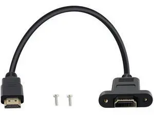 HDMI Male Female Extension Cable with Panel 4K HDMI Short Extender with Screw Holes Panel Mounted, Apply to Blu Ray Players, HDTV, Xbox360, TV (0.3 m/1FT) HDMI Male Female Extension Cable with Panel 4K HDMI Short Extender with Screw Holes Panel Mounted, Apply to Blu Ray Players, HDTV, Xbox360, TV (0.3 m/1FT)