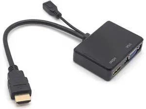 HDMI to VGA & HDMI Female Splitter with Audio Video Cable Converter Adapter For HDTV PC Monitor HDMI to VGA & HDMI Female Splitter with Audio Video Cable Converter Adapter For HDTV PC Monitor