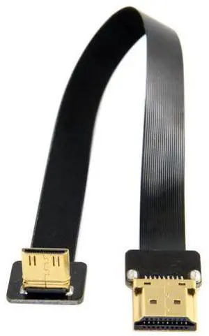 FPV 90 Degree Up Angled FPV Mini HDMI Male to HDMI Male FPC Flat Cable 20cm Compatible for FPV HDTV Multicopter Aerial Photography FPV 90 Degree Up Angled FPV Mini HDMI Male to HDMI Male FPC Flat Cable 20cm Compatible for FPV HDTV Multicopter Aerial Photography