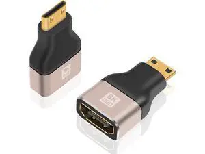 8K Mini HDMI to HDMI Adapter (2 Pack), 48Gbps, Supports 8K@60Hz, 4K@120Hz, 3D, ARC, for Portable, PVC & Metal Body, Laptop, Camera, Projector, TV, Gaming 8K Mini HDMI to HDMI Adapter (2 Pack), 48Gbps, Supports 8K@60Hz, 4K@120Hz, 3D, ARC, for Portable, PVC & Metal Body, Laptop, Camera, Projector, TV, Gaming