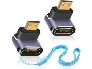 8K 90 Degree Mini HDMI to HDMI Adapter, Down Angle HDMI to Mini HDMI Adapter Supports 8K@60Hz, 4K@144Hz, 2K@240Hz for Camera, Camcorder - 2 Pack 8K 90 Degree Mini HDMI to HDMI Adapter, Down Angle HDMI to Mini HDMI Adapter Supports 8K@60Hz, 4K@144Hz, 2K@240Hz for Camera, Camcorder - 2 Pack
