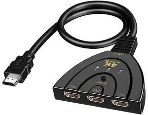 HDMI Splitter Adapter Cable, 1080P HDMI Splitter 3 in 1 Out, HDMI Male to 2 HDMI Female 1 to 2 Way Splitter Cable for HDTV, LCD Monitor and Projectors HDMI Splitter Adapter Cable, 1080P HDMI Splitter 3 in 1 Out, HDMI Male to 2 HDMI Female 1 to 2 Way Splitter Cable for HDTV, LCD Monitor and Projectors