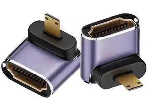 8K@60Hz Micro HDMI 2.1 to HDMI 2.1 Adapter 2 Pack, 3D 48Gbps Bidirectional Converter, Male to Female Up Angle Extender Connector Coupler for Xbox Switch HDTV PS5/4, Support 4K@120Hz Dynamic HDR 8K@60Hz Micro HDMI 2.1 to HDMI 2.1 Adapter 2 Pack, 3D 48Gbps Bidirectional Converter, Male to Female Up Angle Extender Connector Coupler for Xbox Switch HDTV PS5/4, Support 4K@120Hz Dynamic HDR
