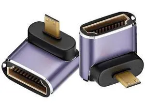 8K@60Hz Micro HDMI 2.1 to HDMI 2.1 Adapter 2 Pack, 3D 48Gbps Bidirectional Converter, Male to Female Down Angle Extender Connector Coupler for Xbox Switch HDTV PS5/4, Dynamic HDR 8K@60Hz Micro HDMI 2.1 to HDMI 2.1 Adapter 2 Pack, 3D 48Gbps Bidirectional Converter, Male to Female Down Angle Extender Connector Coupler for Xbox Switch HDTV PS5/4, Dynamic HDR