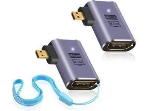 8K Left Angle Micro HDMI Adapter, 90 Degree Micro HDMI to HDMI Adapter, 48Gbps UHD HDMI 2.1 Female to Micro hdmi Male Extender Connector for Camera Camcorder, Tablet Digital 2 Pack 8K Left Angle Micro HDMI Adapter, 90 Degree Micro HDMI to HDMI Adapter, 48Gbps UHD HDMI 2.1 Female to Micro hdmi Male Extender Connector for Camera Camcorder, Tablet Digital 2 Pack