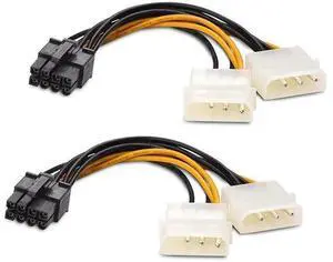 (2-Pack) 8-Pin PCIe to Molex (2x) Power Cable 4 InchesParent (2-Pack) 8-Pin PCIe to Molex (2x) Power Cable 4 InchesParent