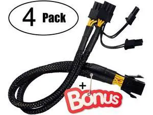 4Pack PCI-e 6 Pin Female to Dual PCIe 8 Pin (6+2) Male Graphics Card PCI Express Power Adapter GPU VGA Y-Splitter Extension Cable Mining Video Card Sleeved Power Cable 9 inches 20cm 4 Pack +Bonus 4Pack PCI-e 6 Pin Female to Dual PCIe 8 Pin (6+2) Male Graphics Card PCI Express Power Adapter GPU VGA Y-Splitter Extension Cable Mining Video Card Sleeved Power Cable 9 inches 20cm 4 Pack +Bonus