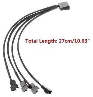 New 1 To 4 Way Y-Splitter Sleeved 4-Pin Molex Fan Male To 4x 3-Pin/4-Pin PWM Male Connector For Fan Extension Adapter Cables New 1 To 4 Way Y-Splitter Sleeved 4-Pin Molex Fan Male To 4x 3-Pin/4-Pin PWM Male Connector For Fan Extension Adapter Cables