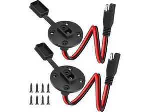 SAE Power Socket Sidewall Port Weatherproof SAE Quick Connect Solar Panel Mount Universal Flush-Mountable Connector 12AWG SAE Cable with 8 Screws for Solar Generator Battery Charger - 2 Pack SAE Power Socket Sidewall Port Weatherproof SAE Quick Connect Solar Panel Mount Universal Flush-Mountable Connector 12AWG SAE Cable with 8 Screws for Solar Generator Battery Charger - 2 Pack