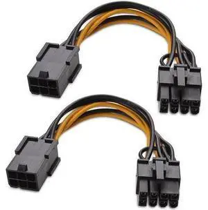 (2-Pack) 6-Pin PCIe to 8-Pin PCIe Adapter Power Cable - 4 Inches (2-Pack) 6-Pin PCIe to 8-Pin PCIe Adapter Power Cable - 4 Inches