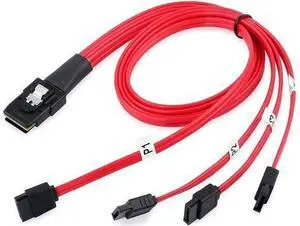 SAS SATA Cable Mini SAS 36P SFF-8087 host to 7pin SATA 6GB HD Splitter Breakout Cable target Hard Disk Data Cable Red 3.28 ft. SAS SATA Cable Mini SAS 36P SFF-8087 host to 7pin SATA 6GB HD Splitter Breakout Cable target Hard Disk Data Cable Red 3.28 ft.