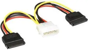 Molex to SATA Power Cable Splitter Adapter Extension, 8" 20cm 18AWG Molex to SATA Power Cable Splitter Adapter Extension, 8" 20cm 18AWG